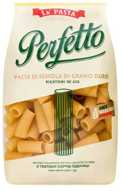Макаронні вироби LA PASTA PER PRIMI PERFETTO Rigatoni №626, 400 г